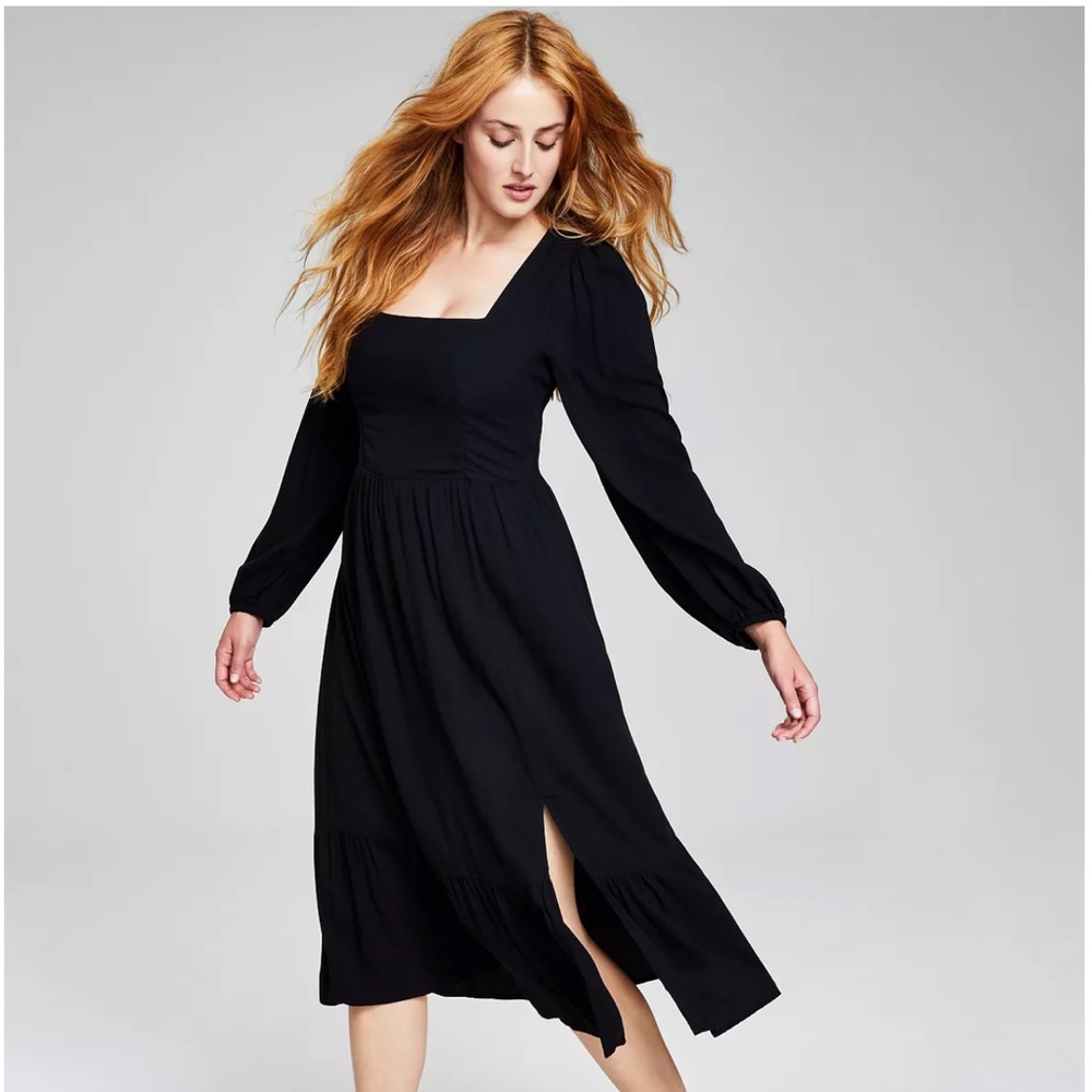 Square-Neck Tiered Dress
